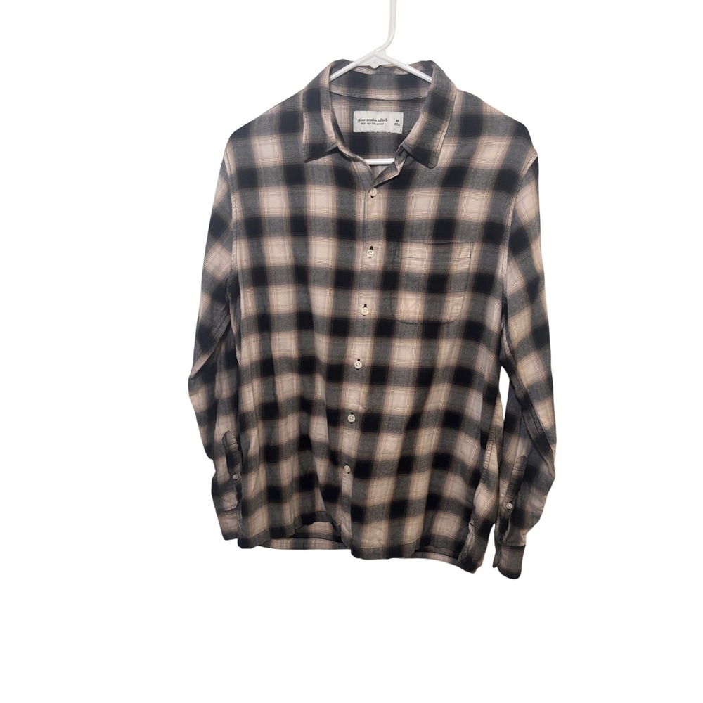 Abercrombie Fitch Mens Soft Flannel Plaid Button Down Shirt Size M - Picture 3 of 8